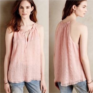 Anthropologie HD in Paris Womens Pink Silk Shadow Pane Tank Top Size 4